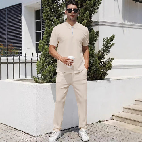Herren nan urbanes Reise-Poloshirt mit kurzem Frontreißverschluss, elastischem Interlock und knitterarmer Pflege Drune