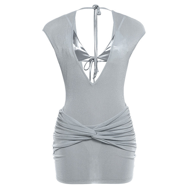 Damen Glamouröses Jumpsuit mit tiefem V-Ausschnitt und Wickeldesign Drune