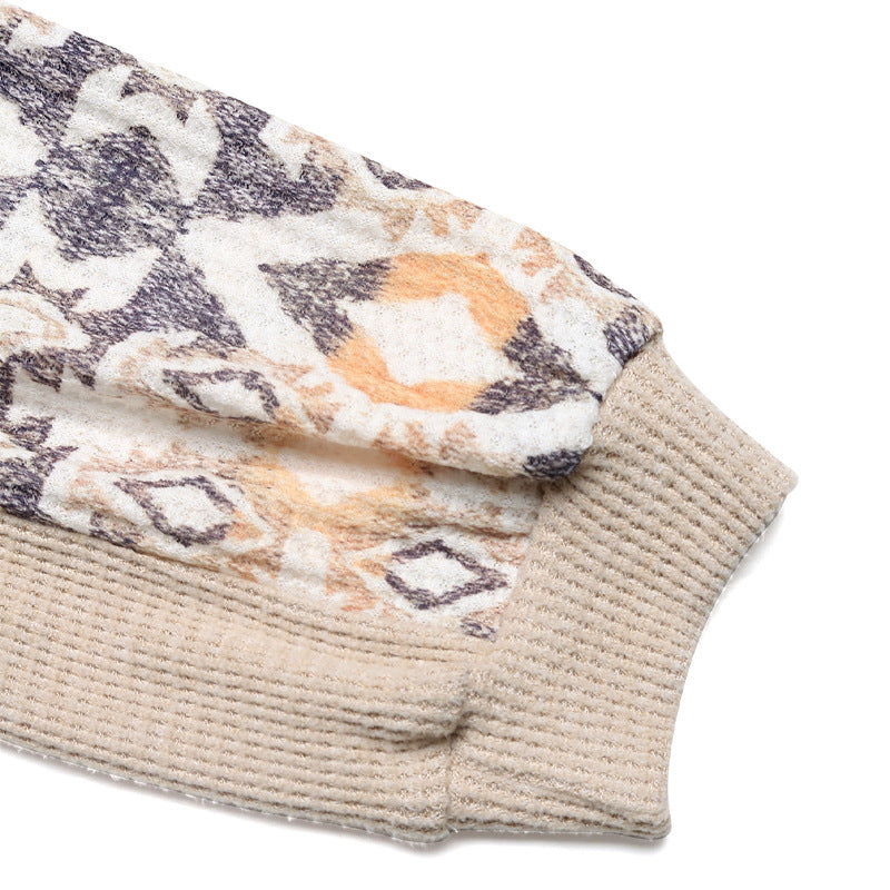 Damen Strickpullover mit modernen Raglanärmeln und floralem Muster Drune