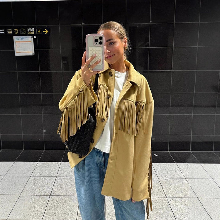 Damen modische Fransenjacke Drune