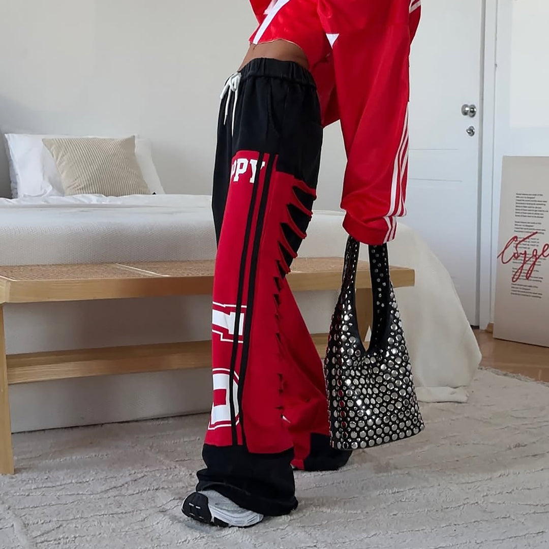 Damen Sportliche Baggy-Hose mit kreativen Cut-Outs und lässigem Stil Drune