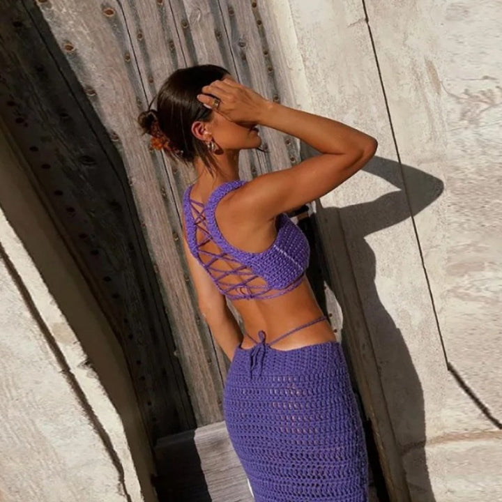 Damen Häkel-Kleid mit raffiniertem Schnitt und einzigartigem Design Drune