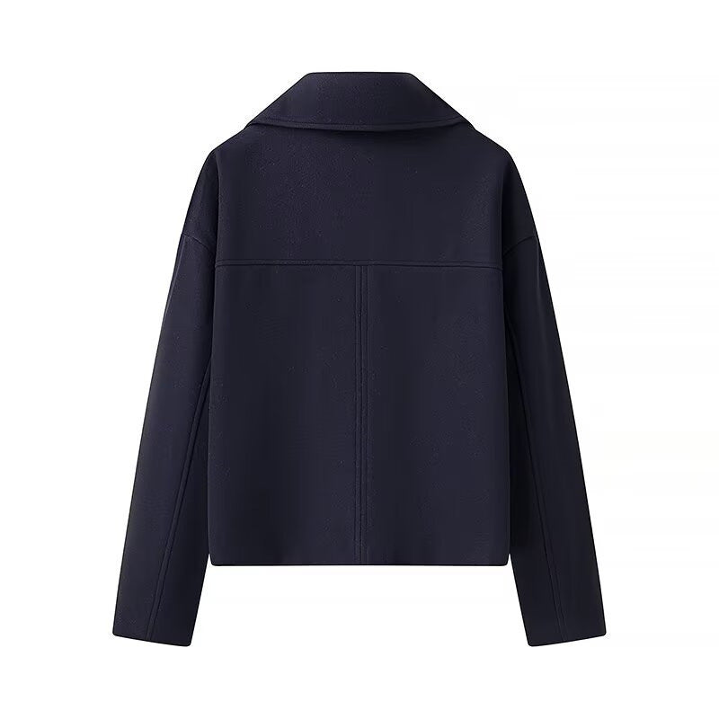 Damen modische cropped Blazerjacke mit doppelter Knopfleiste und seitlichen Eingrifftaschen Drune