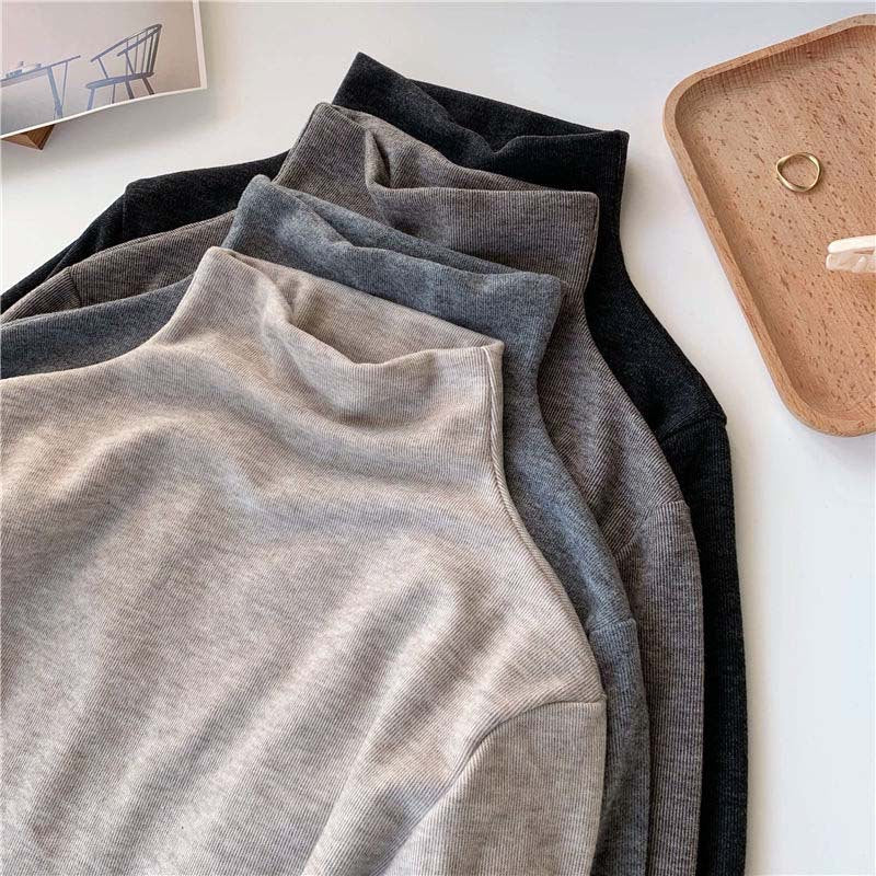 Damen Hochkragen Langarmshirt Drune