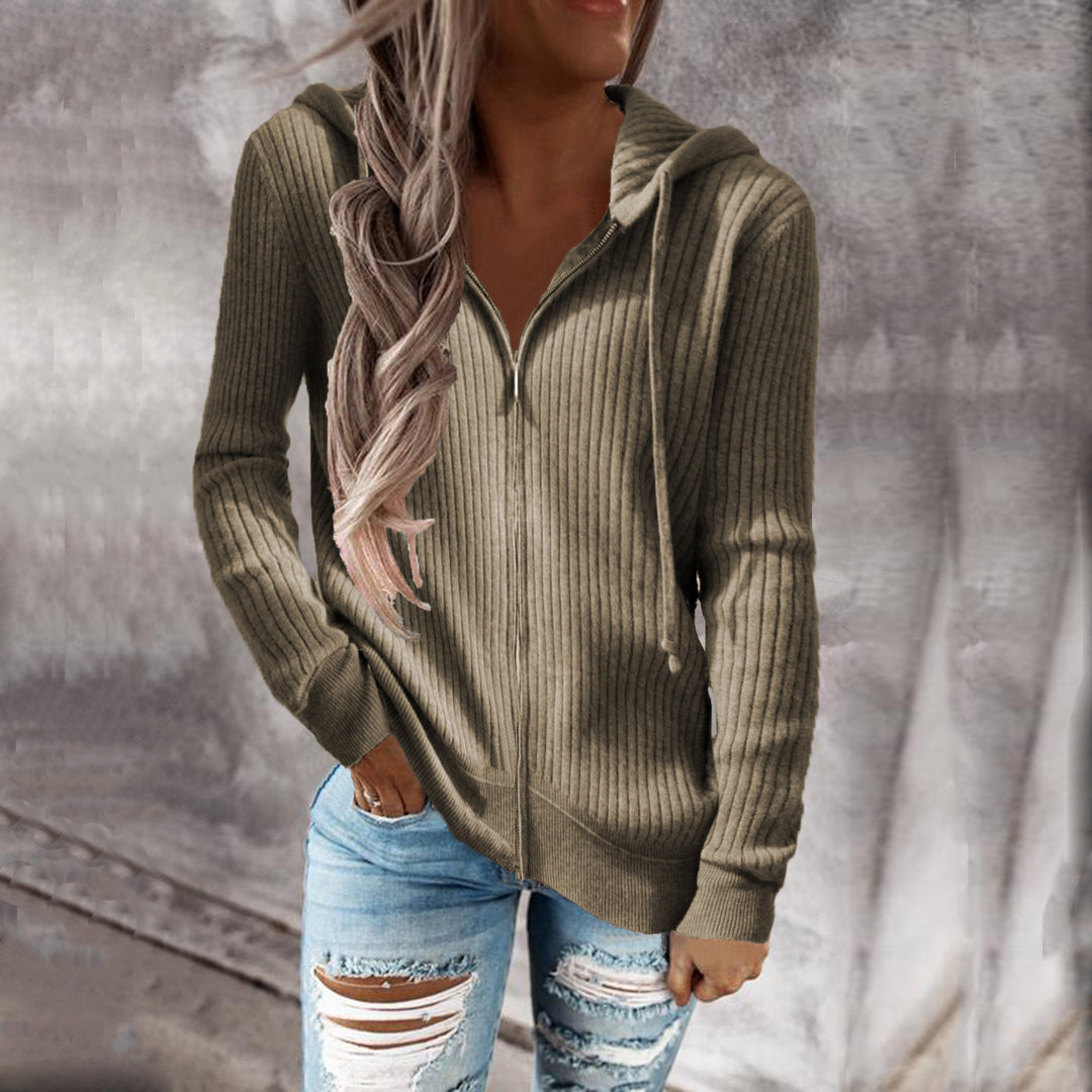 Damen Strickjacke mit Kapuze und seitlichen Taschen Drune