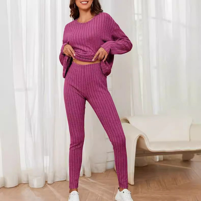 Damen Langärmliges Strickset mit Rippstruktur Drune
