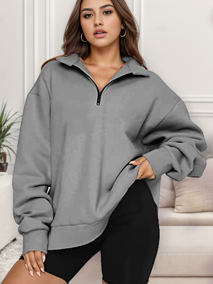 Damen Oversized Sweatshirt mit Stehkragen Drune