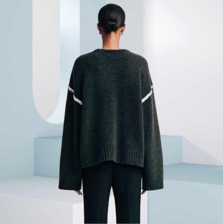 Damen Klassischer Strickpullover mit modischen Raglanärmeln und weitem Schnitt Drune