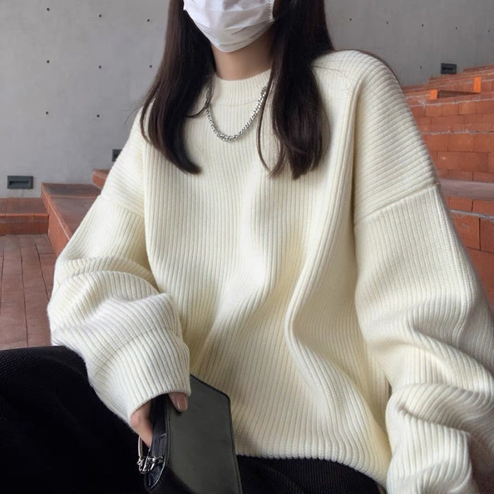 Damen Oversized Strickpullover mit feinem Rippenmuster und lässigem Schnitt Drune