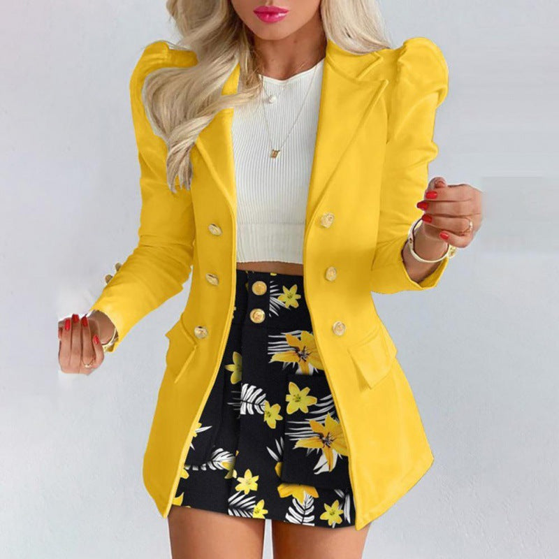 Damen Floral Design Blazer Drune