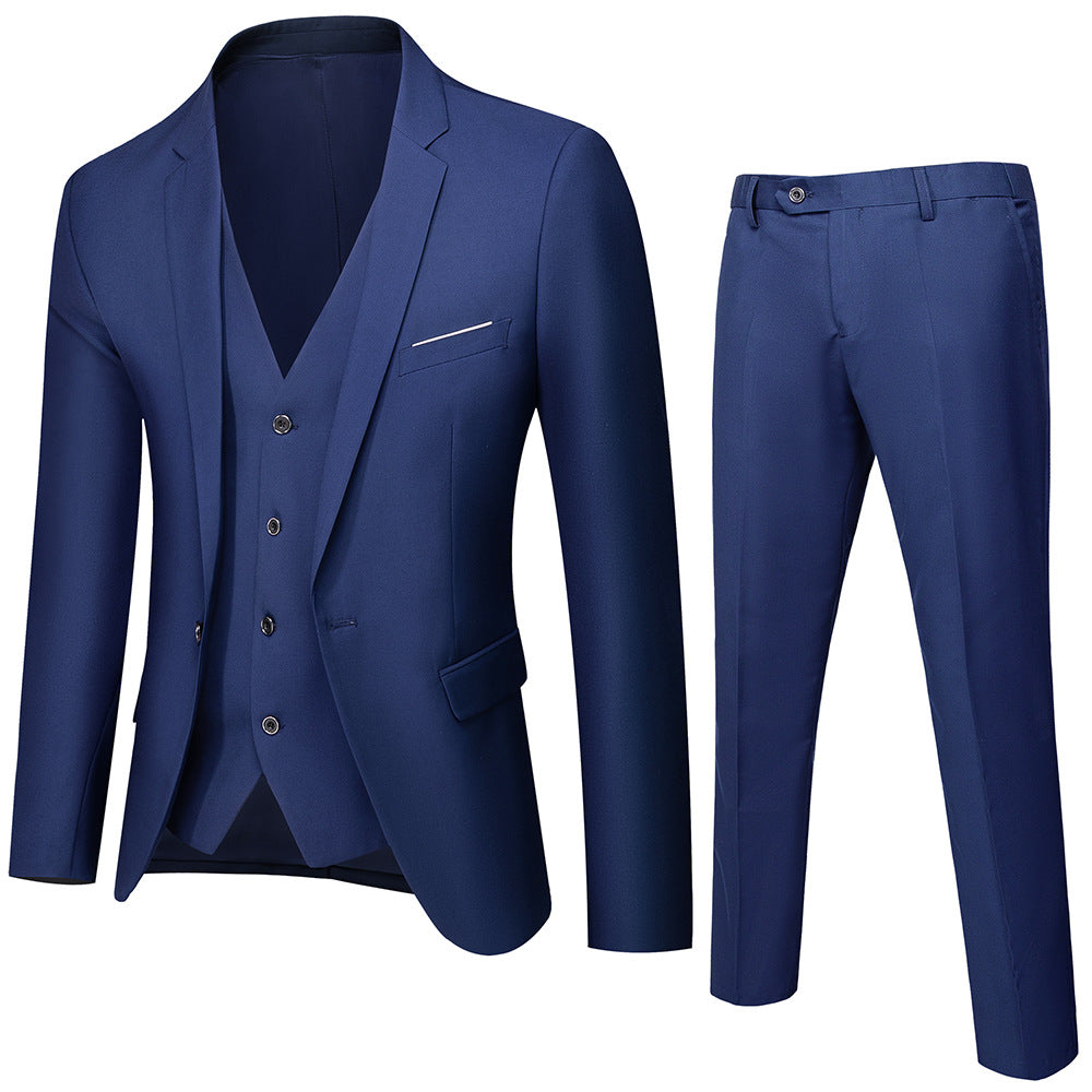 Herren nan dreiteiliges Business-Anzugset mit tailliertem Einreiher-Sakko, schmal geschnittener Weste und elegant geschnittener Anzughose Drune