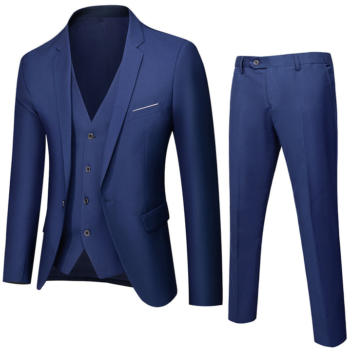 Herren nan dreiteiliges Business-Anzugset mit tailliertem Einreiher-Sakko, schmal geschnittener Weste und elegant geschnittener Anzughose Drune