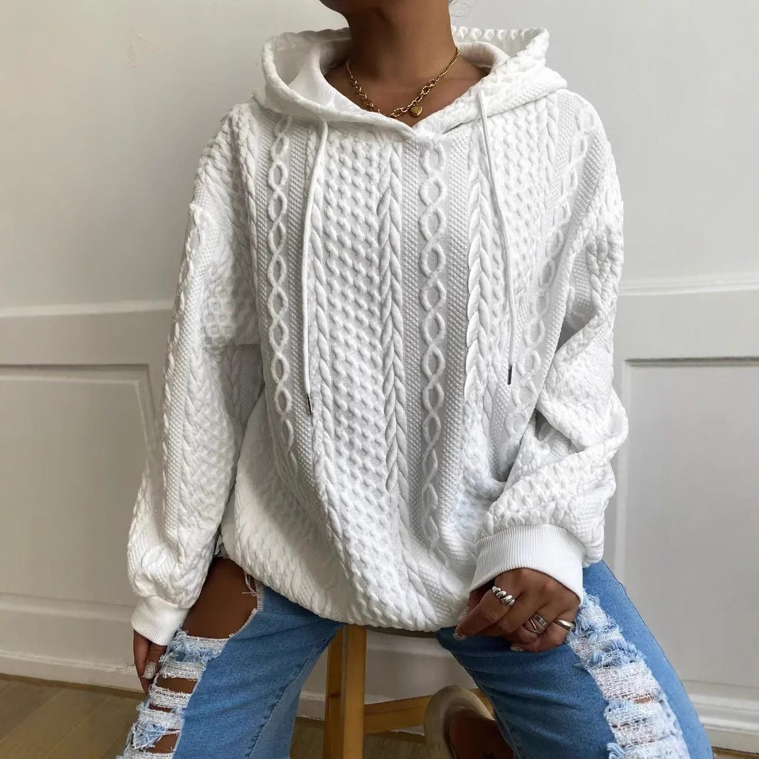 Damen gemütlicher Hoodie mit strukturiertem Strickdesign Drune