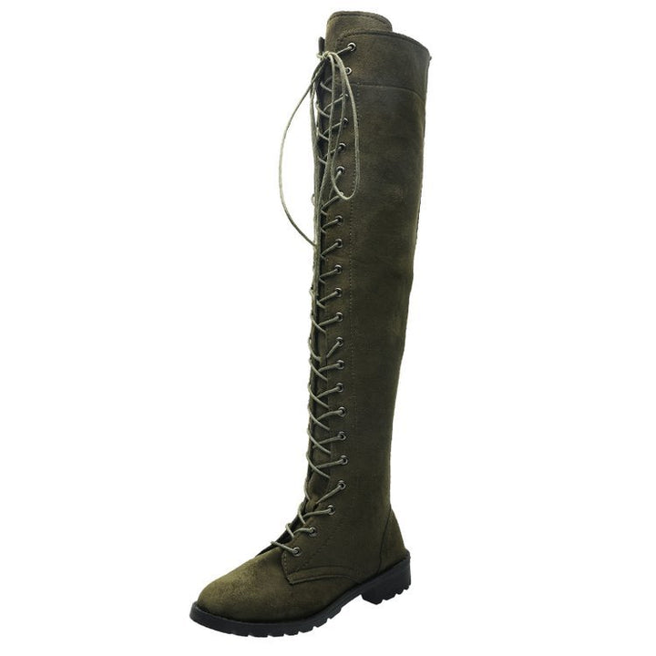 Damen Overknee-Stiefel mit raffinierter Schnürung und robustem Profil Drune