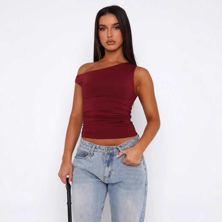 Damen Crop-Top mit floralem Design und schulterfreiem Schnitt Drune