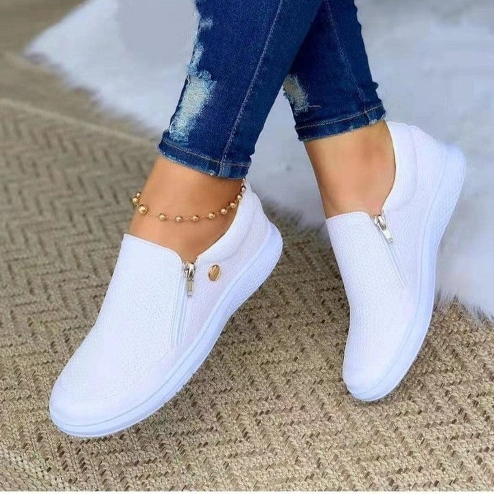 Damen Slip-On Sneakers mit seitlichem Reißverschluss und atmungsaktiver Textur Drune