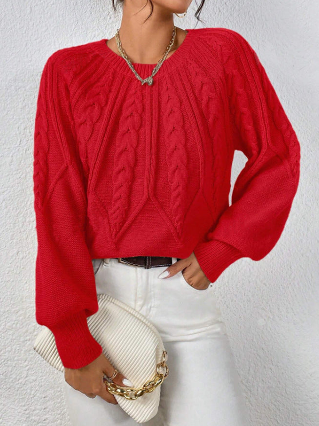 Damen Grobstrickpullover mit detailverliebtem Zopfmuster und weitem Schnitt Drune