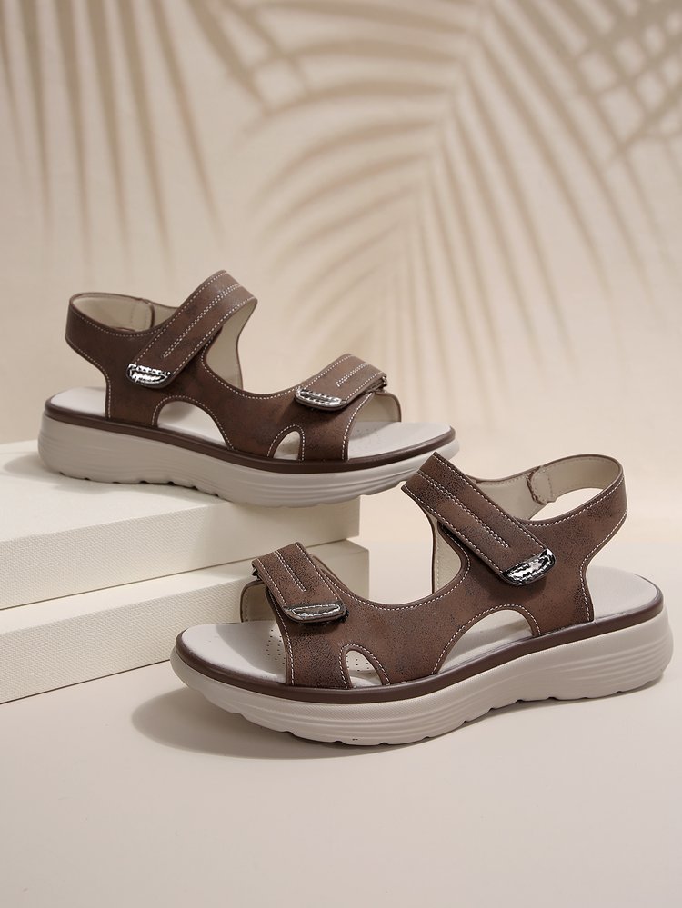 Damen Sportliche Sandalen mit verstellbaren Klettverschlüssen und dämpfender Sohle Drune