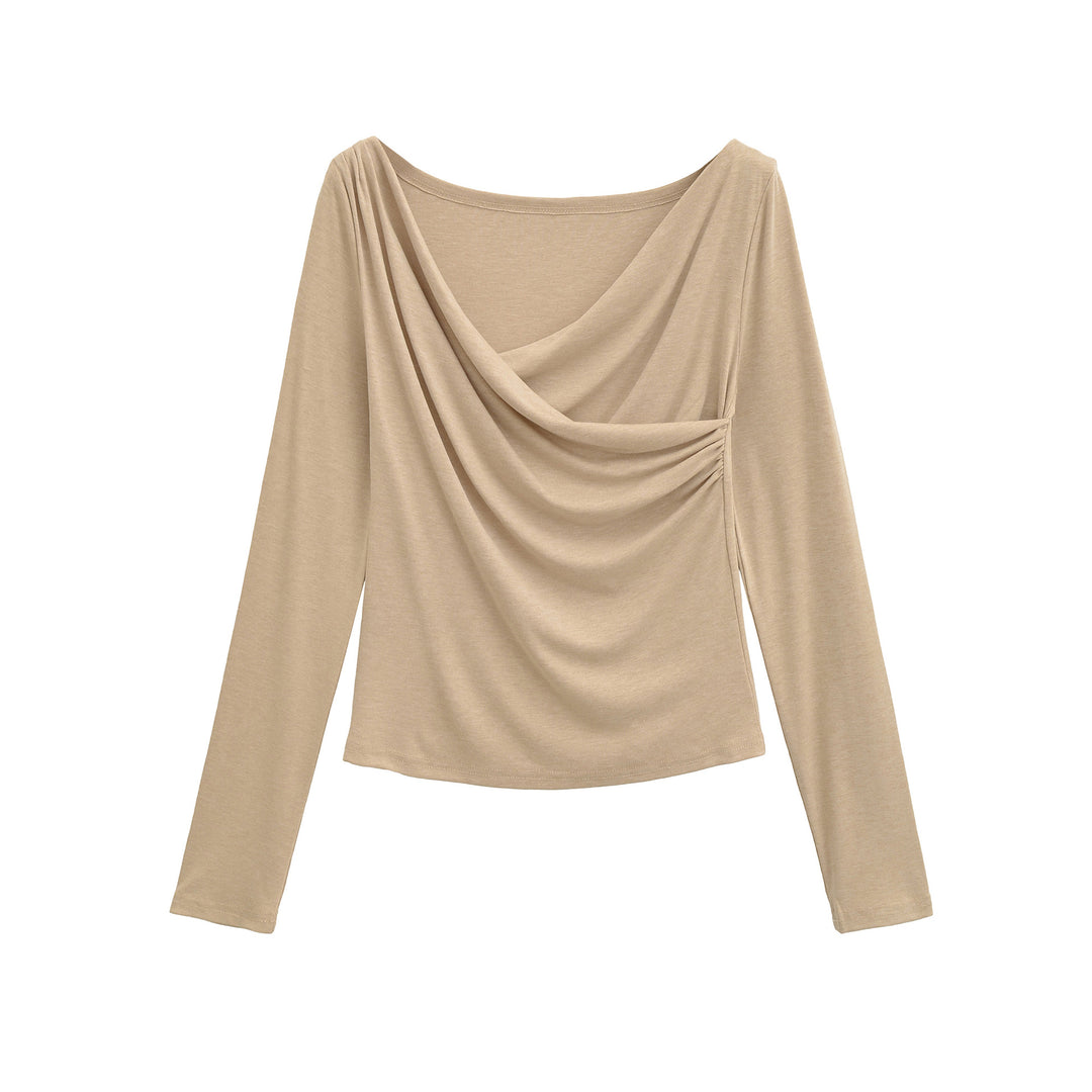 Damen Langarmshirt mit elegantem Drapierungsdesign Drune