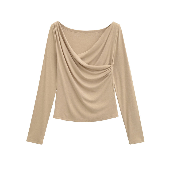 Damen Langarmshirt mit elegantem Drapierungsdesign Drune