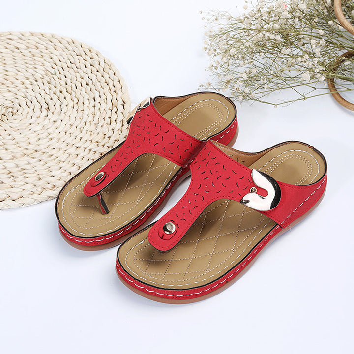 Damen Bequeme Zehentrenner-Sandalen mit verstellbarem Riemen und gepolsterter Sohle Drune