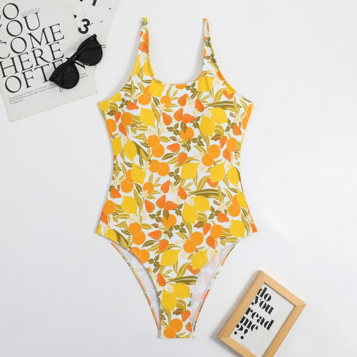 Damen Einteiliger Badeanzug mit floralem Muster und hohem Beinausschnitt Drune