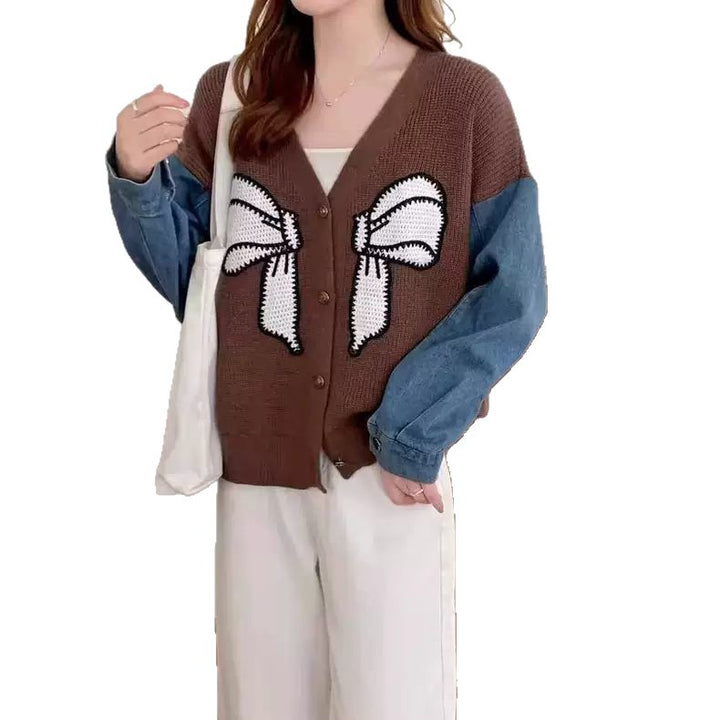 Damen Modischer Cardigan mit dekorativer Schleifenstickerei Drune