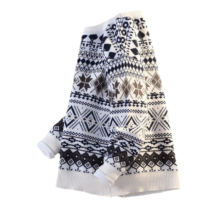 Herren gemusterter Pullover mit winterlichem Design und hohem Kragen Drune