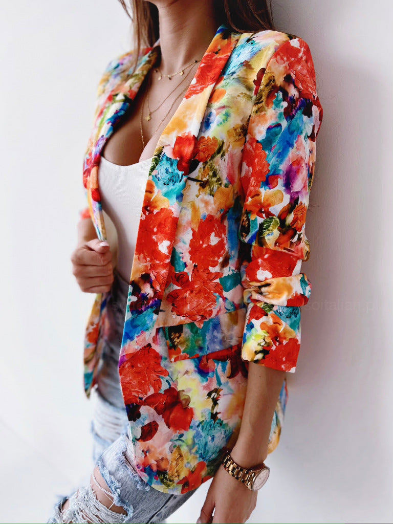 Damen Blazer mit floralem Design und figurschmeichelndem Schnitt Drune