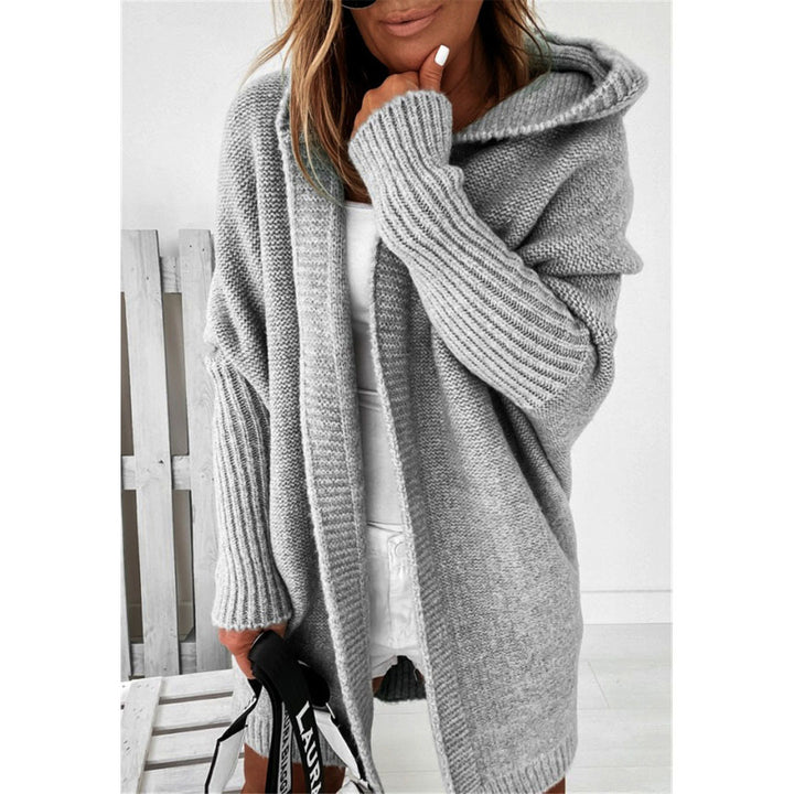 Damen Oversized Strickcardigan mit Kapuze und strukturiertem Design Drune