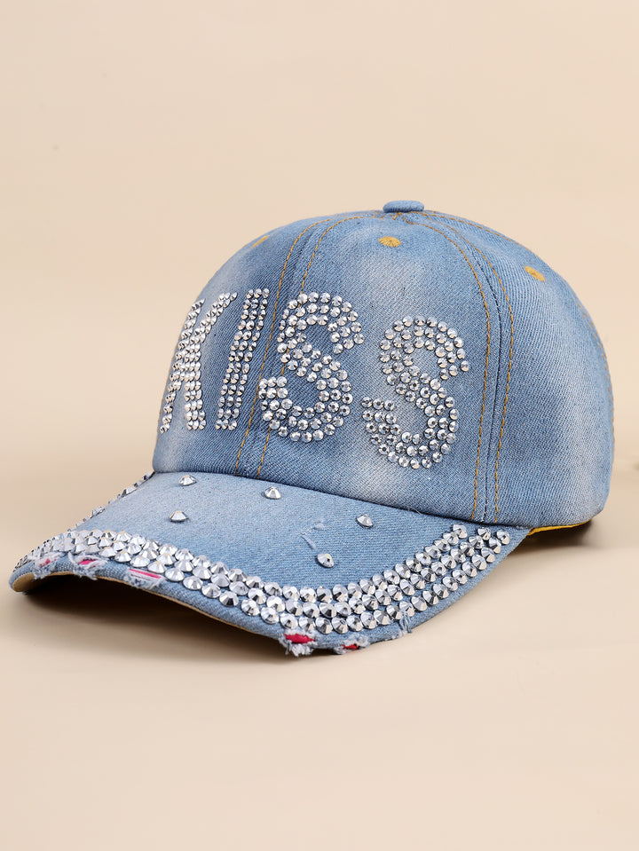 Damen funkelnde Baseballkappe aus hochwertigem Denim mit Strassverzierungen Drune