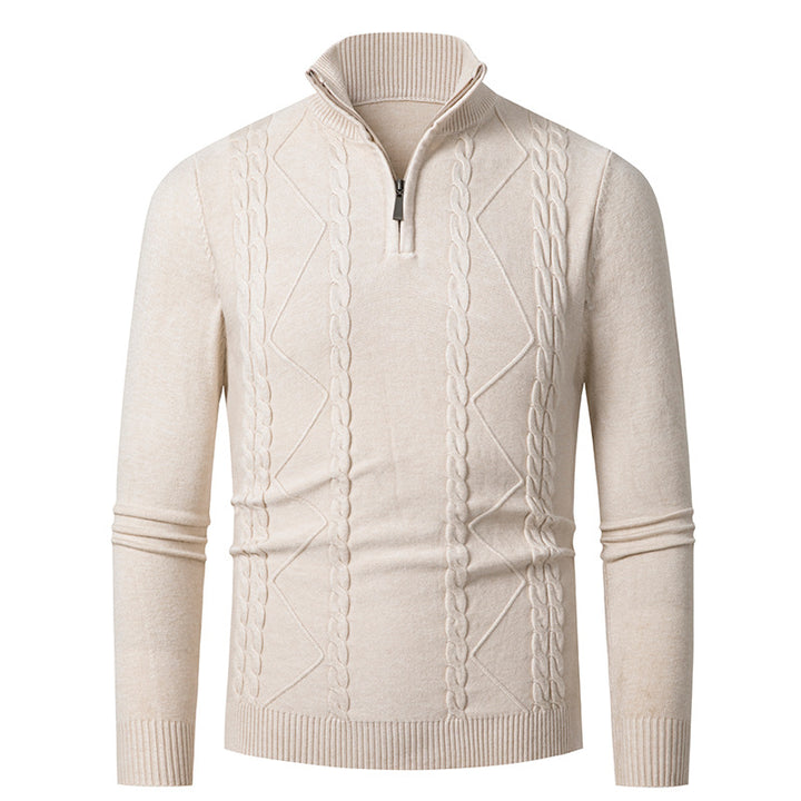 Herren Strickpullover mit Halb-Zip und strukturiertem Muster Drune
