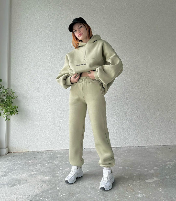 Damen bequemer Hoodie mit weitem Schnitt und praktischen Kängurutaschen Drune
