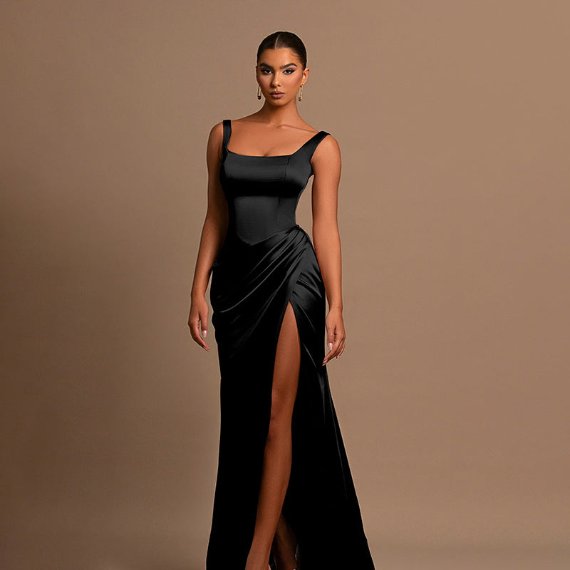 Damen Elegantes Wickelkleid mit hochgeschlossenem Design und seitlichem Schlitz Drune