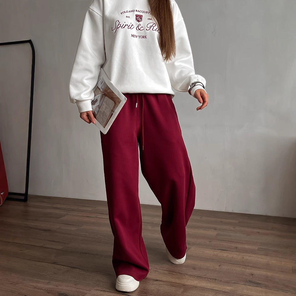 Drune | Pullover Sweatshirt Übergröße Fit Baumwollmischung Besticktes Logo Rundhalsausschnitt