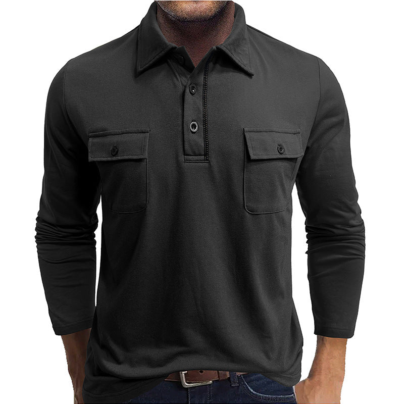 Drune | Poloshirts Baumwollmischung Reguläre Passform Lange Ärmel Klappentaschen