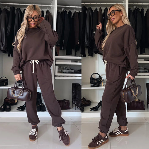 Damen lässiger Jogginganzug mit elegantem Schnitt und komfortabler Passform Drune