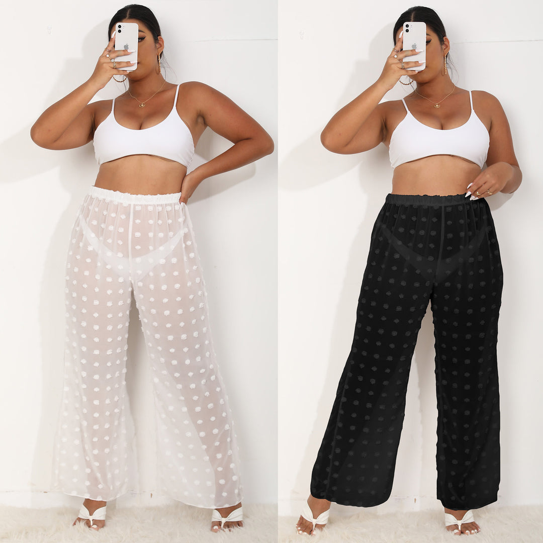 Damen luftige Strandhose mit voluminösen Pompom-Applikationen Drune