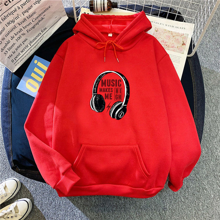Damen Kapuzenpullover mit kreativem Musik-Design Drune