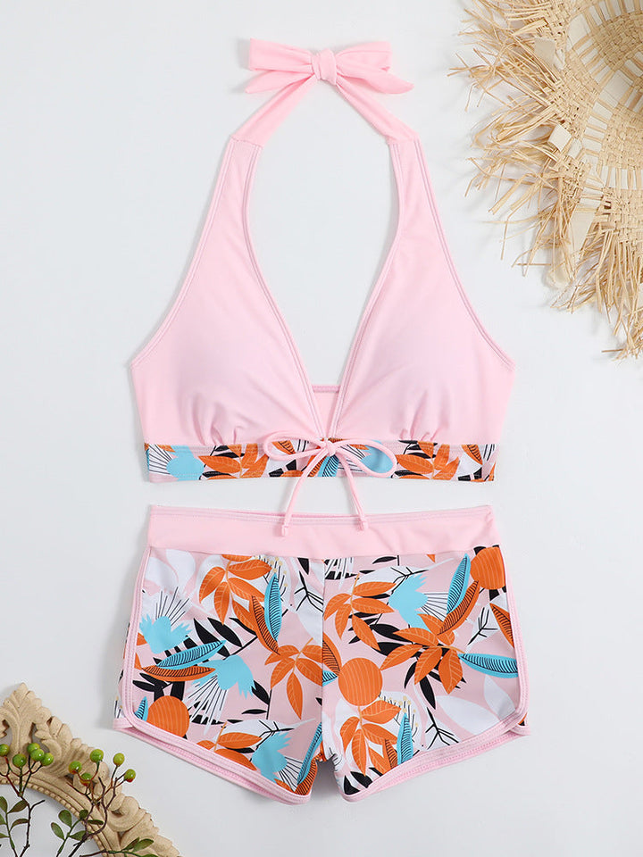Damen Sportliches Bikini-Set mit verstellbarem Haltertop und Shorts Drune