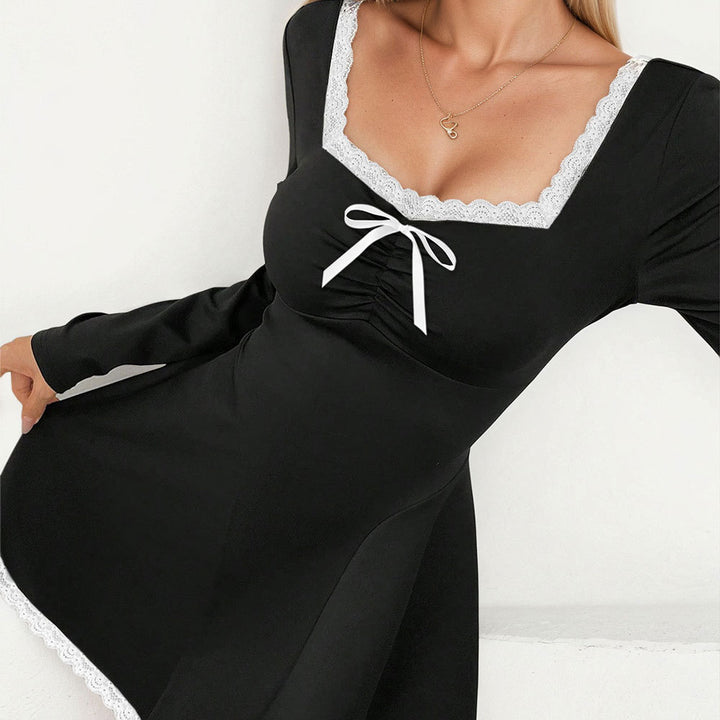 Damen Minikleid mit geschmackvollem Spitzen-Detail und eleganter Schnürung Drune