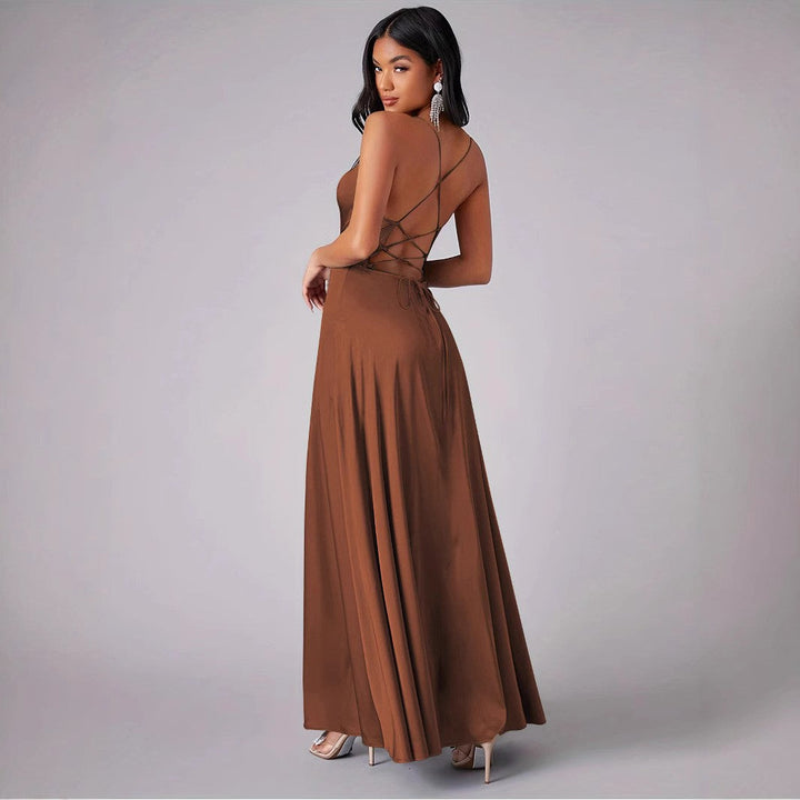 Damen Elegantes Abendkleid mit schulterfreiem Design und hohem Schlitz Drune
