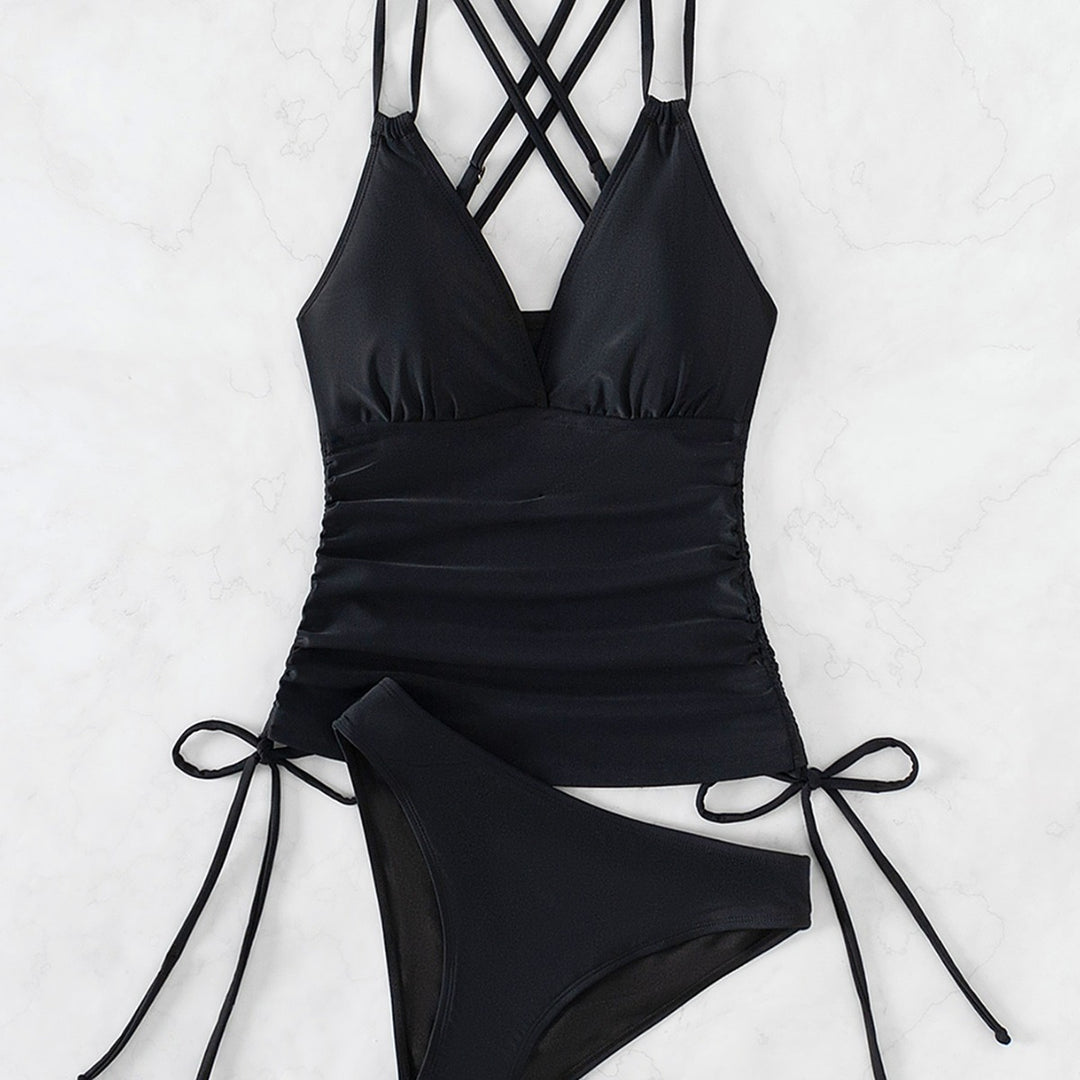 Damen Sportlicher Tankini mit Raffungen und verstellbaren Trägern Drune