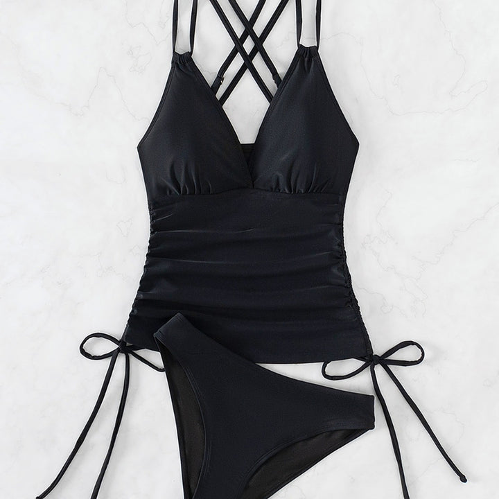 Damen Sportlicher Tankini mit Raffungen und verstellbaren Trägern Drune