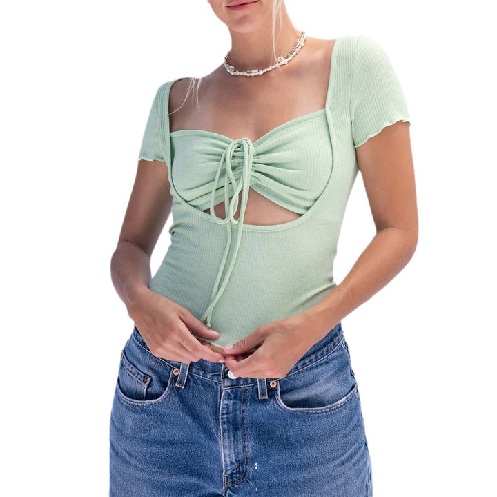 Damen figurbetonter Body mit kreativem Cut-Out und Wickeldetail Drune