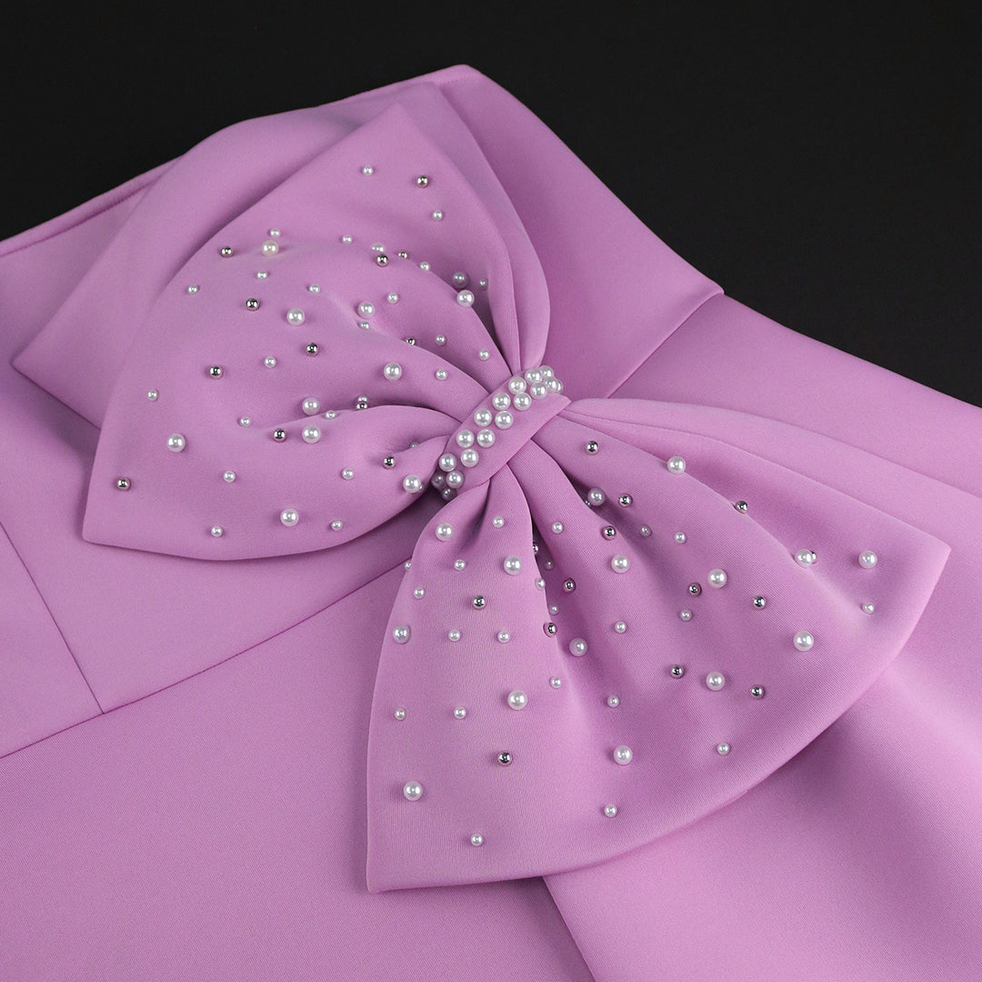 Damen Strapless Cocktailkleid mit hochwertigem Rüschendetail und funkelnden Perlen Drune