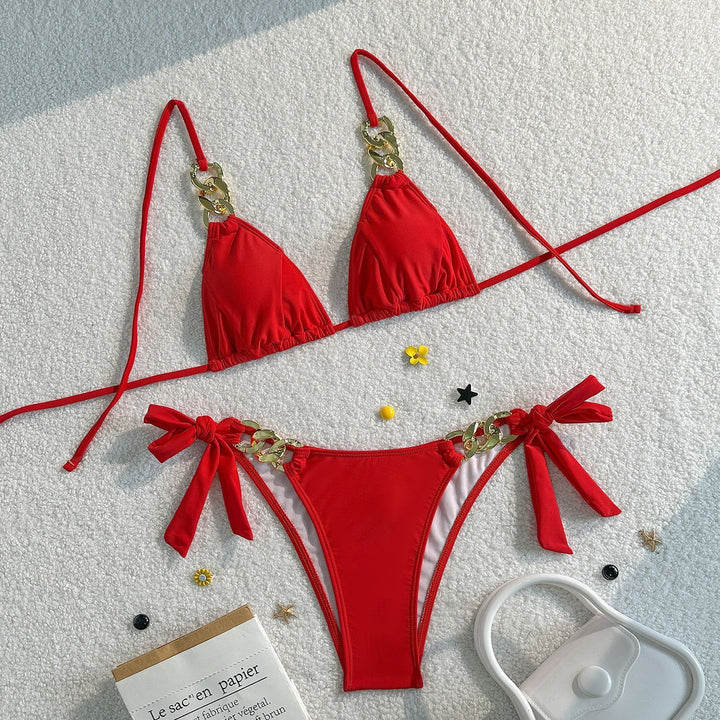 Damen Triangel-Bikini mit elegantem Ketten-Detail Drune