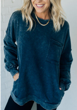 Damen Bequemer Oversized Sweatshirt mit Taschen Drune