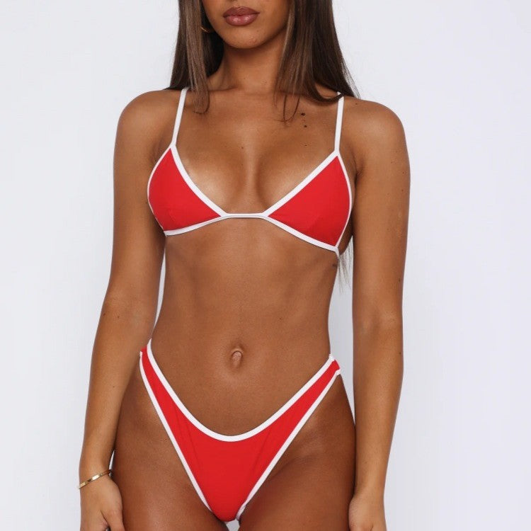 Damen Triangel-Bikini mit modischen Kontrastnähten Drune