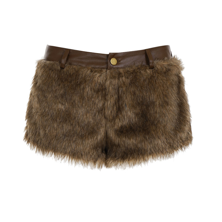 Damen Kunstfell-Shorts Drune